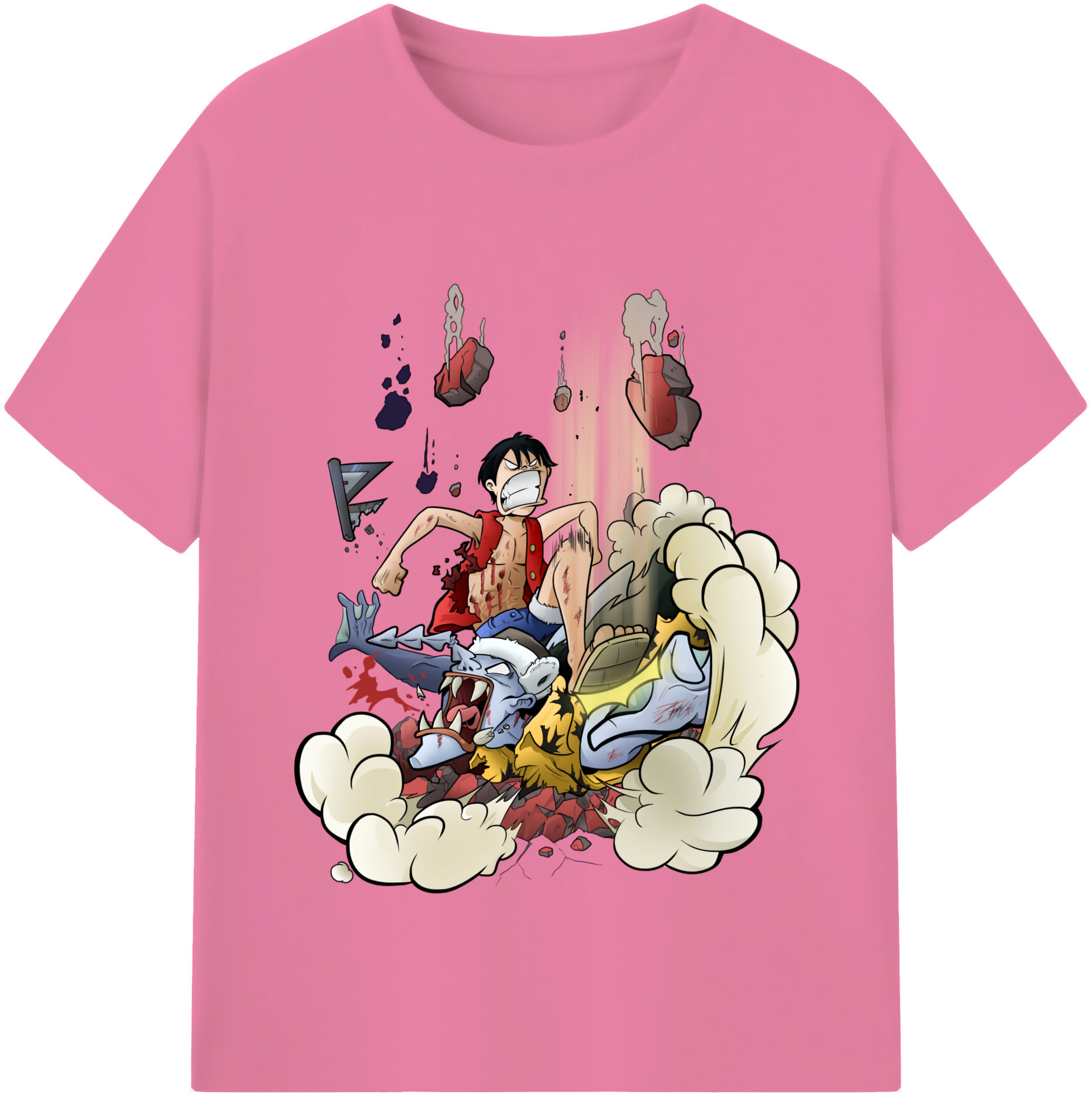ワンピース モンキー・D・ルフィ ONE PIECE Monkey D. Luffy 綿100％半袖Tシャツ（フロントプリント）